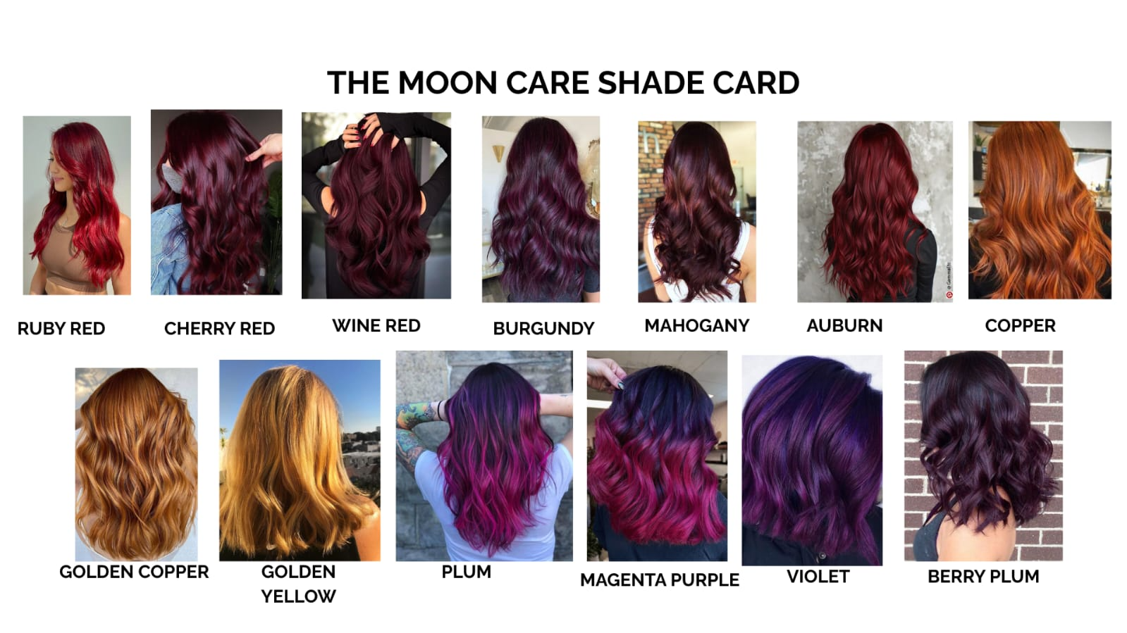 The Moon Care full shade card grid